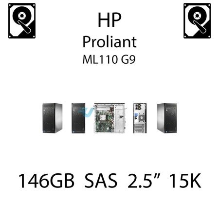 146GB 2.5" dedykowany dysk serwerowy SAS do serwera HP ProLiant ML110 G9, HDD Enterprise 15k - 653950-001