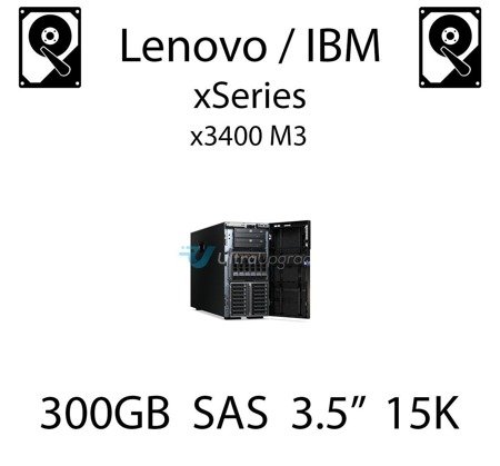 300GB 3.5" dedykowany dysk serwerowy SAS do serwera Lenovo / IBM System x3400 M3, HDD Enterprise 15k, 600MB/s - 44W2234 (REF)