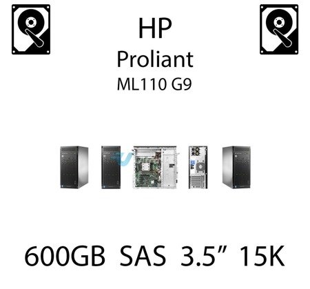 600GB 3.5" dedykowany dysk serwerowy SAS do serwera HP ProLiant ML110 G9, HDD Enterprise 15k, 6Gbps - 653952-001 (REF)